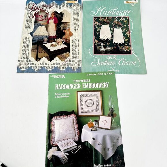 Hardanger Janice Love Needlework Linen Lace / w/ Southern Charm / Teach Yourself - Picture 1 of 15
